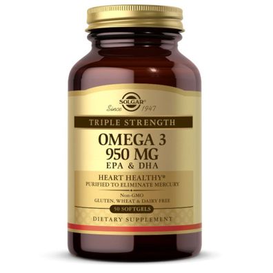 Solgar, Triple Strength Omega 3, EPA & DHA, 950mg, 50 Weichkapseln