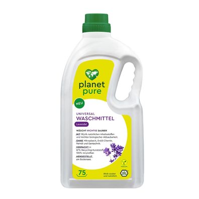 PLANET PURE Universal Waschmittel 75 WL, Lavendel, 98,4% natürliche Inhaltsstoffe