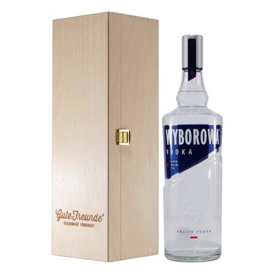Wyborowa Polish Vodka mit Geschenk-Holzkiste