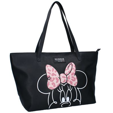 Große Damen Tasche | Shopping Bag schwarz | Kunstleder | Disney Minnie Mouse