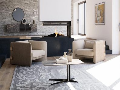 2x Sessel mit Couchtisch Wohnzimmer Komplett Möbel Desing Einrichtung Garnitur