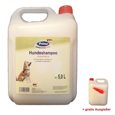 PRIMA Hundeshampoo Aloe Vera 1 x 5 L Kanister = 5 L + gratis Ausgießer