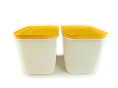 Tupperware Gefrier-Behälter (2) 1,1 L orange-weiß hoch Eis-Kristall Eiskristall