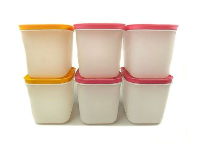 Tupperware Gefrier-Behälter 1,1L orange (2) + pink (4) Eis-Kristall Eiskristall