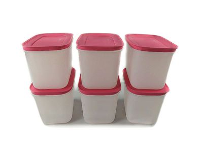 Tupperware Gefrier-Behälter 1,1L weiß-pink (6) Eis-Kristall Behälter Eiskristall