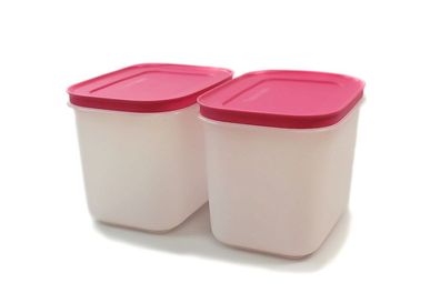 Tupperware Gefrier-Behälter 1,1L pink-weiß hoch G35 (2) Eis-Kristall Eiskristall.