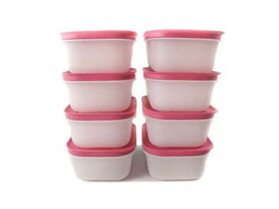 Tupperware Gefrier-Behälter 450 ml weiß-pink Eis-Kristall (8) Eiskristall