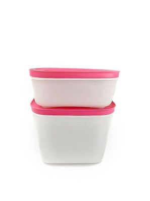 Tupperware Gefrier-Behälter 1,1L hoch + 450ml pink-weiß Eis-Kristall Eiskristall