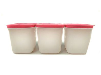 Tupperware Gefrier-Behälter (3) 1,1 L weiß-pink Gefrier Eis-Kristall Eiskristall