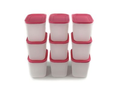 Tupperware Gefrier-Behälter 1,1L pink-weiß hoch (9) Eis-Kristall Eiskristall