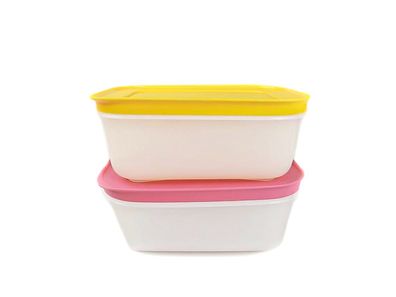 Tupperware Gefrier-Behälter 450ml orange-weiß + pink-weiß Eis-Kristall Eiskristall