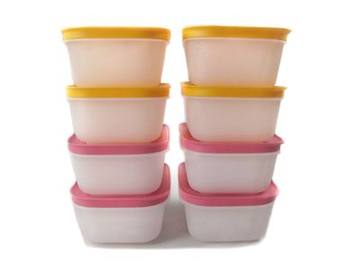 Tupperware Gefrier-Behälter 450ml orange-weiß (4) + pink-weiß (4) Eis-Kristall