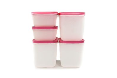 Tupperware Gefrier-Behälter 1,1L hoch (3)+ 450ml pink-weiß (2) Eis-Kristall