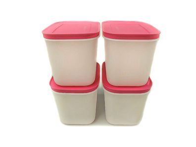 Tupperware Gefrier-Behälter 1,1L weiß-pink (4) Behälter Eis-Kristall Eiskristall