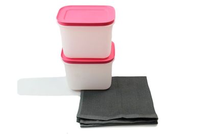 Tupperware Gefrier-Behälter 1,1L pink-weiß hoch G35 (2) Eis-Kristall Eiskristall ...