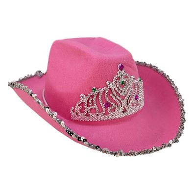 Cowboyhut rosa Kinder mit Krone