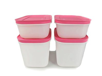 Tupperware Gefrier-Behälter 1,1 L (2) + 450 ml (2) pink Eis-Kristall Eiskristall