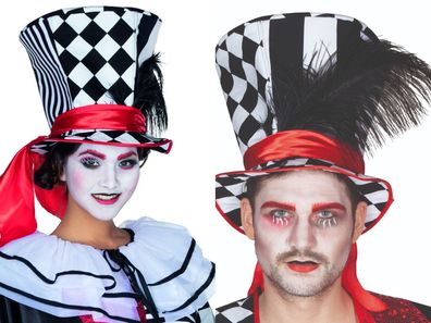 Pierrot Hut Harlekin Pantomime black and white hat Zylinder Karneval Fasching