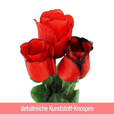 12 Stück Künstliche Rosen Blumen in rot - ca. 20 cm