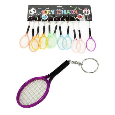 12er Set Tennisschläger an Schlüsselanhänger Farbe neongrün - ca. 5,5 cm