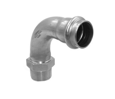 5 Stück Connect Inox Edelstahl Pressfitting Bogen 18mm x 1/2" AG 90°