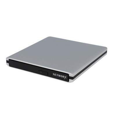 Networx Externer DVD Brenner USB 3.0 Plug & Play 2,5 Zoll HDD silber