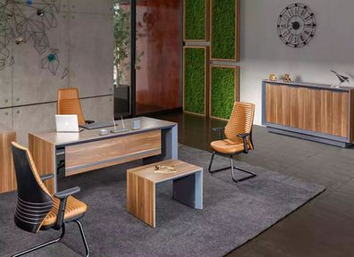Luxus Arbeitszimmer Holzmöbel Schreibtisch Couchtisch Sideboard Braun