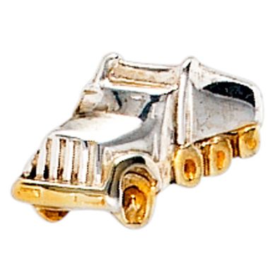 NEU ECHT OVP: Einzel-Ohrstecker LKW Lastwagen 925 Silber bicolor vergoldet