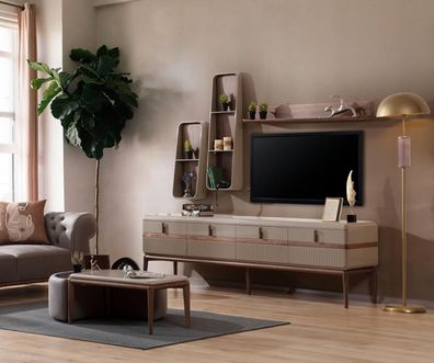 Designer RTV-Lowboard Luxuriöse Regale Stilvolle Wohnzimmer Holz Möbel