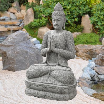 Naturstein Buddha Bidhannagar mit Geste der Demut - Höhe x Tiefe x Breite: 152 x ...