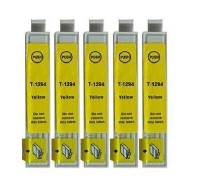 5 kompatible Patronen T1294 yellow für Epson WF-3520 WF-3530 WF-3540 WF-7015