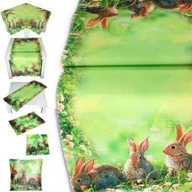 Ostern Tischdecke Tischläufer Kissenbezug Deckchen Kissen Decke Kaninchen Grün