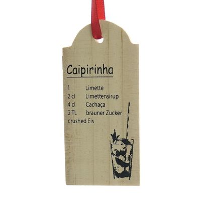 GASPER Holztafelhänger mit Rezept für den Caipirinha Cocktail