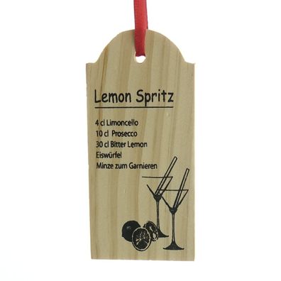 GASPER Holztafelhänger mit Rezept für den Lemon Spritz Cocktail