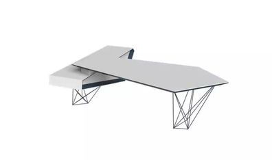Eckschreibtisch Arbeits Schreib Büro Tisch Luxus Designer Möbel Weiß