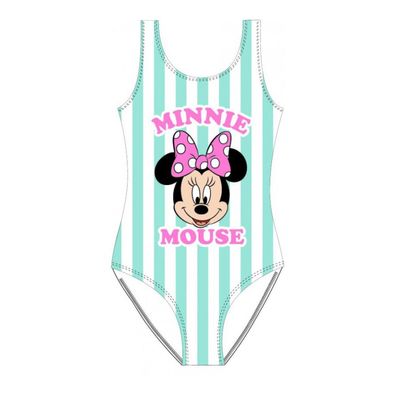 Minnie Mouse Badeanzug für Mädchen | Grün-Weiß Gestreift | 104-134