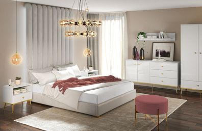 Schlafzimmer Set Farbe: weiß Hochglanz / Gold Sonderangebot