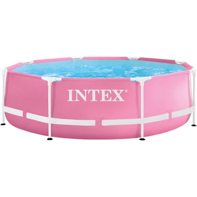 INTEX 28290NP Pink Metal Frame Pool 244x76cm Swimmingpool Gartenpool Rundpool