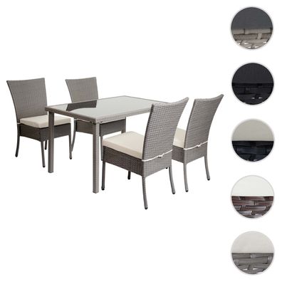 Poly-Rattan Garnitur HWC-G19 Sitzgruppe Balkon-/ Lounge-Set 4xStuhl + Tisch 120x75cm