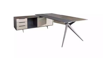 Massiver Eckschreibtisch Arbeitstisch Büromöbel Luxus Tisch Designer Möbel