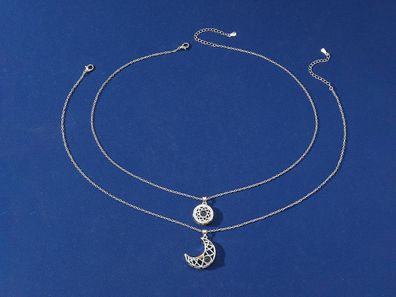 Silberne Halskette mit Zirkonia Set kombinierbar