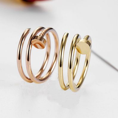 Nagel Ring Silber Gold oder Rosé Handwerker Ring