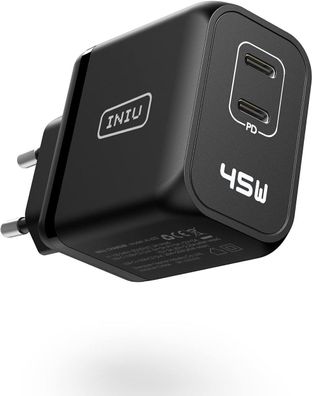 INIU USB C Ladegerät, USB C Netzteil with 45W 2-Port Type C Stecker Adapter PD