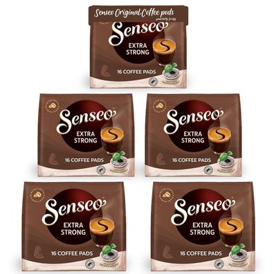 Senseo Pads Extra Strong Kaffee RA-zertifiziert 5 Packungen x 16 Kaffeepads