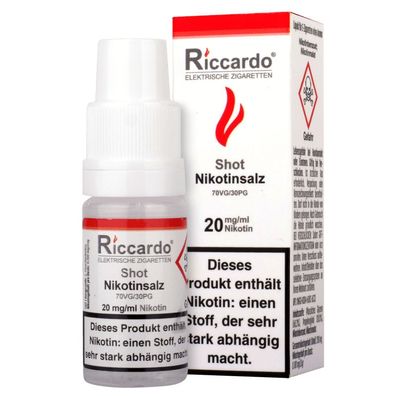 Riccardo Nikotin Salz Shot, 20 mg / ml, 70% VG / 30 % PG, 10 ml