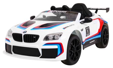 BMW M6 GT3 Batteriebetriebenes Auto für Kinder Weiß + Luftstrom + Sounds MP3-Licht...