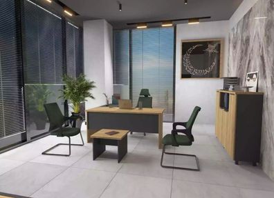 Arbeitszimmer Büro Eckschreibtisch Couchtisch Sideboard Modern Braun