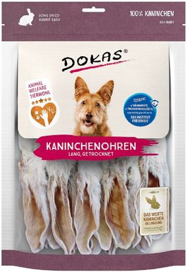 DOKAS - Kaninchenohren mit Fell getrocknet lang 7er Pack (7 x 180g)