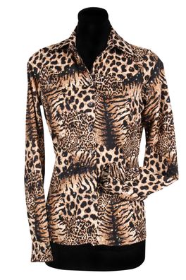 Kostüm Bluse Tiger Pailletten Dschungel Zoo Animal Tigerqueen Karneval Fasching