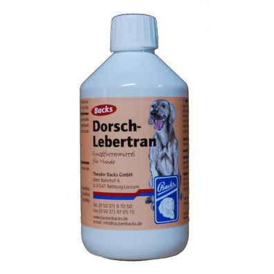 Backs Lebertran für Hunde 500 ml Dorsch- Lebertran natürliches Vitamin D & D3